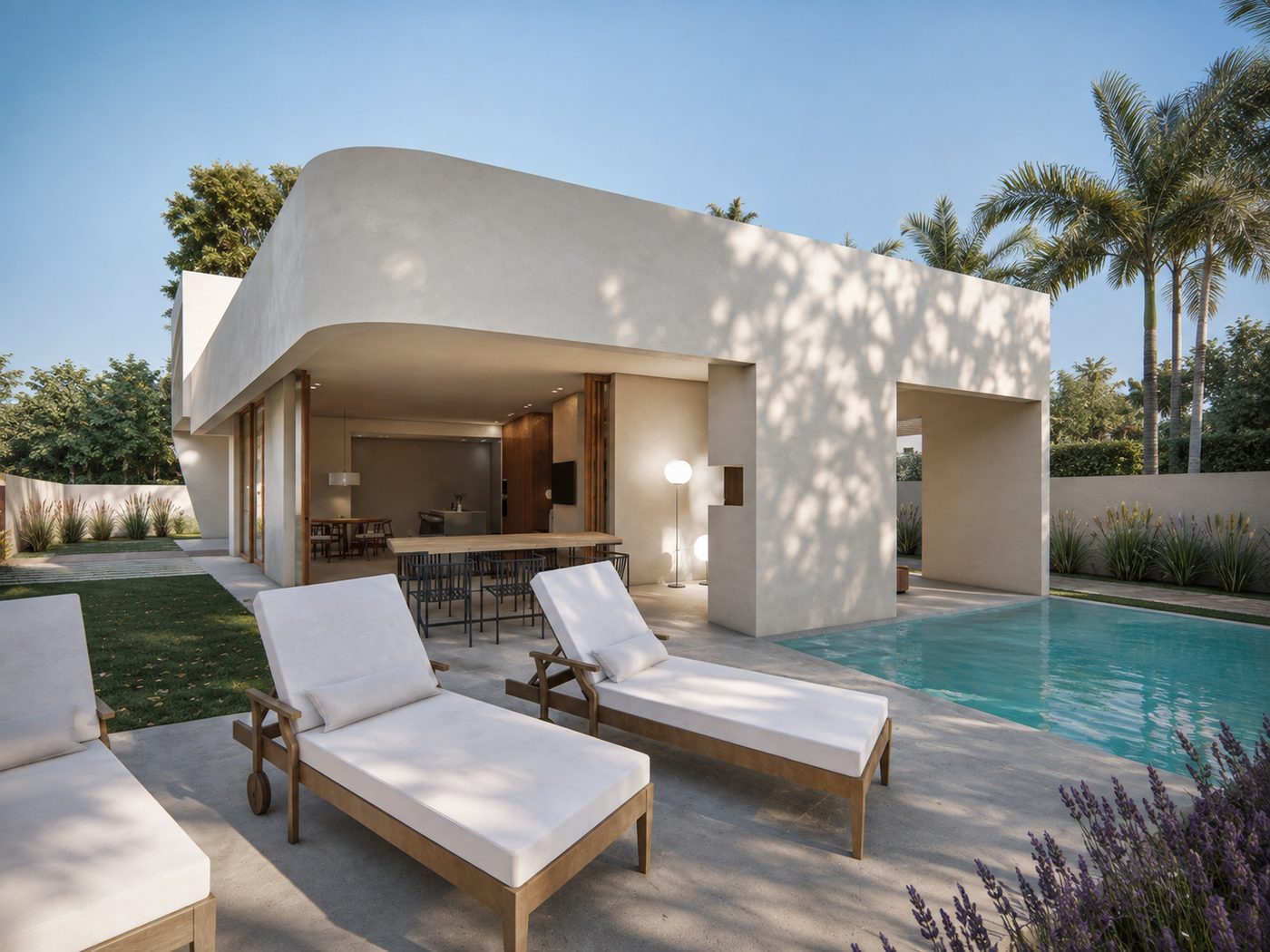 Casa LBC — Piscina muro curvo