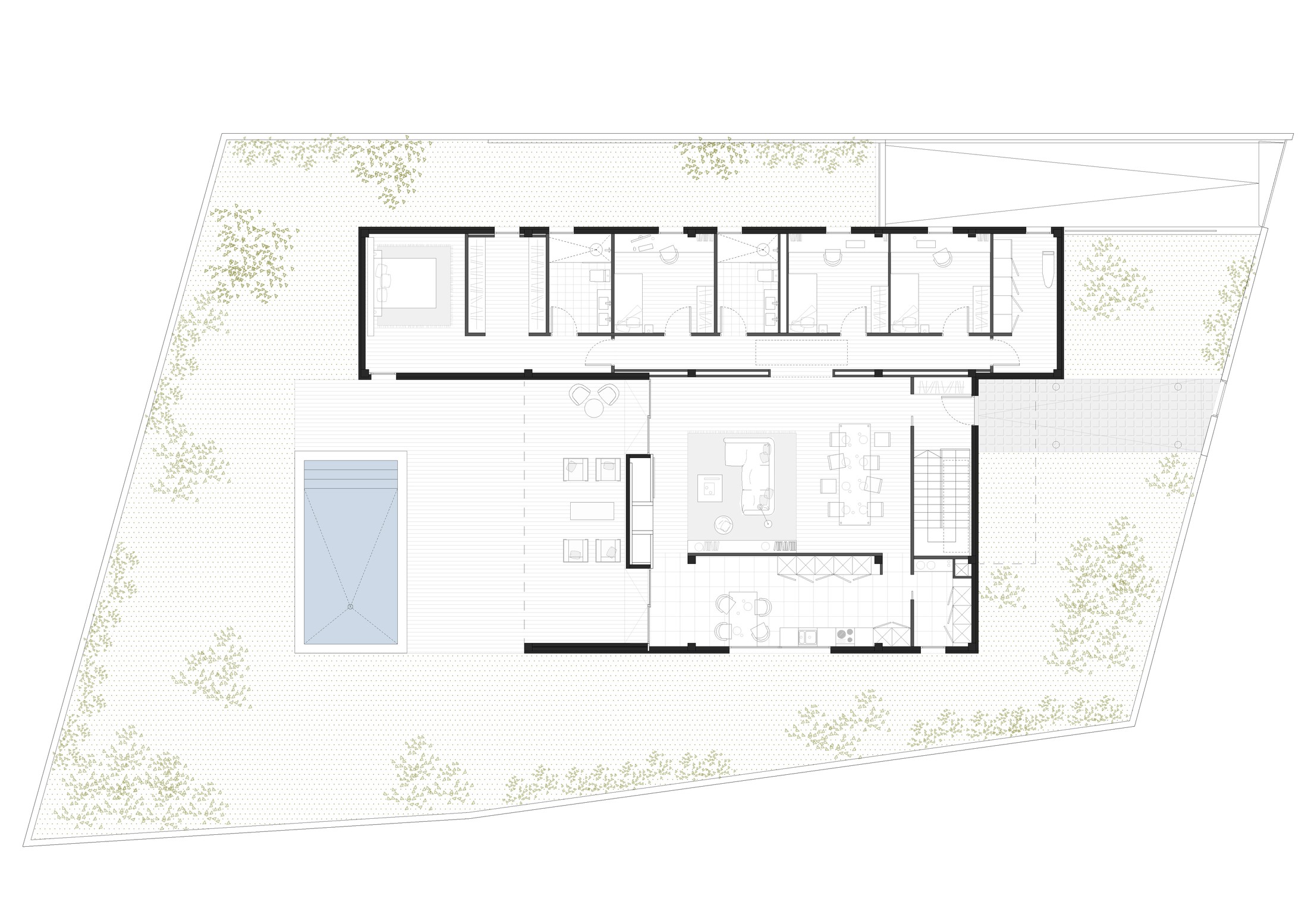 Casa LO — Planta jardín piscina