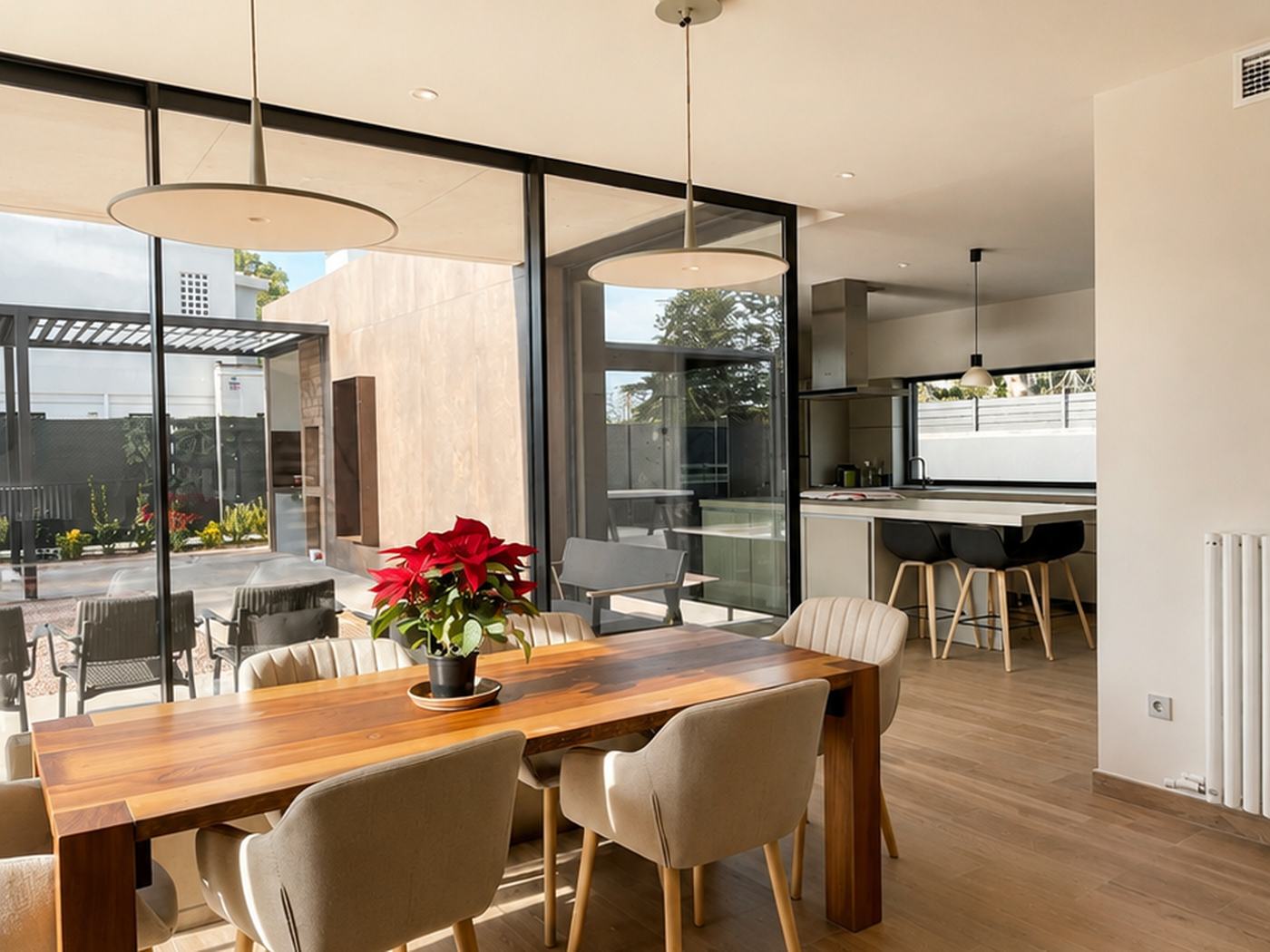 Casa Maresme — Comedor cocina vidrio
