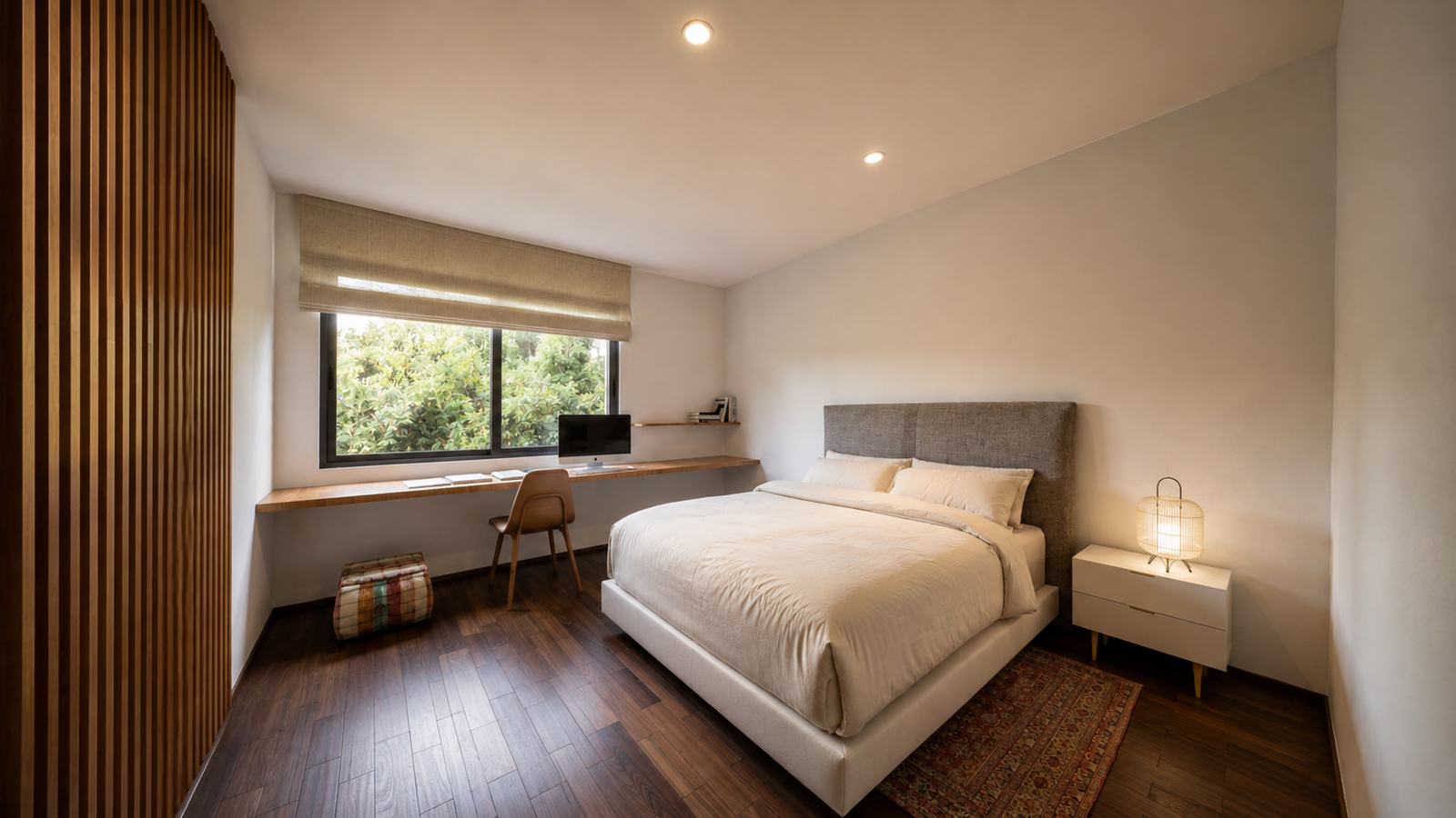 Ampliación Casa Marina — Dormitorio cabecero madera