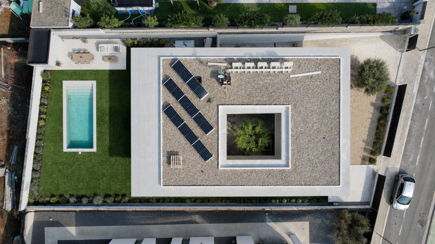 Casa O — Vista aérea patio piscina