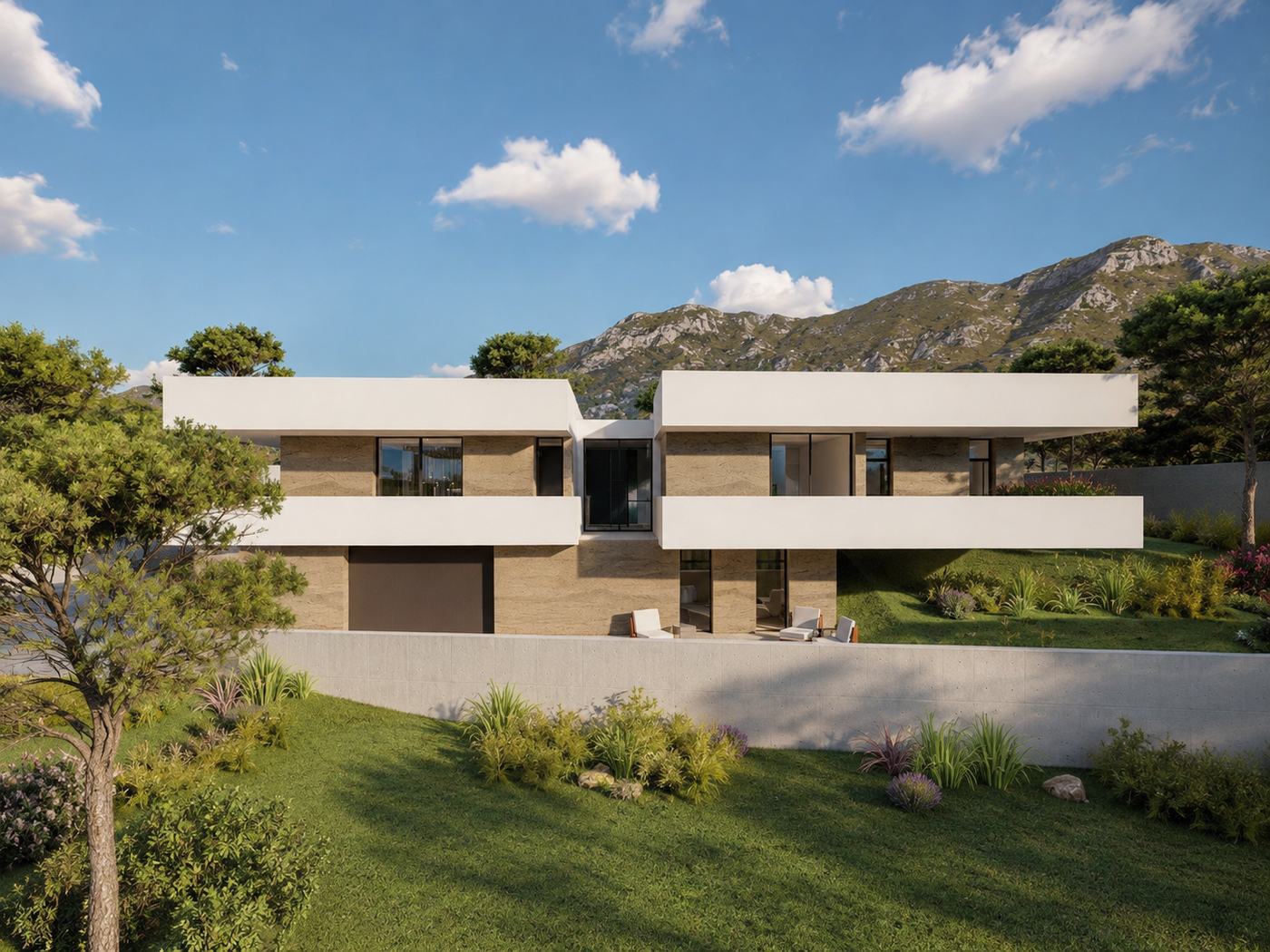 Casa TE — Fachada desnivel vistas