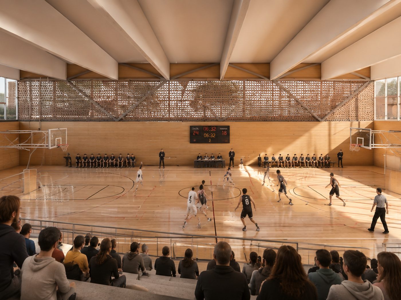 Reforma Polideportivo Camp de Ferro — pista de baloncesto en un partido